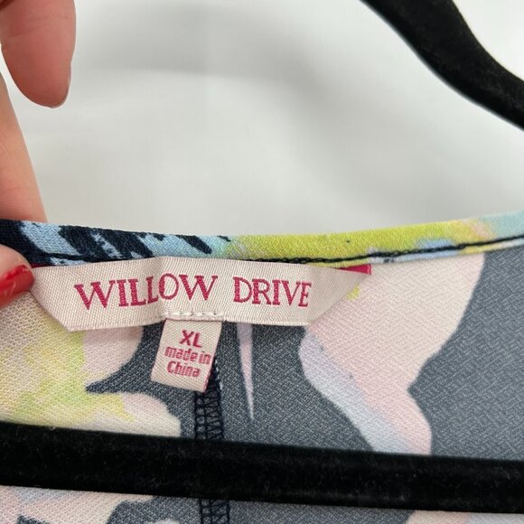 WILLOW DRIVE Black Yellow Floral Square Neck Sheer Puff Sleeve Blouse Size XL - Picture 3 of 6